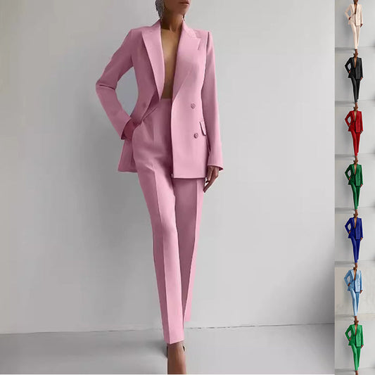 Casual Suits Fashion Long Sleeve Single-breasted Jacket Top And Slim Fit Trousers Women's Business Suits Delight Stuffz