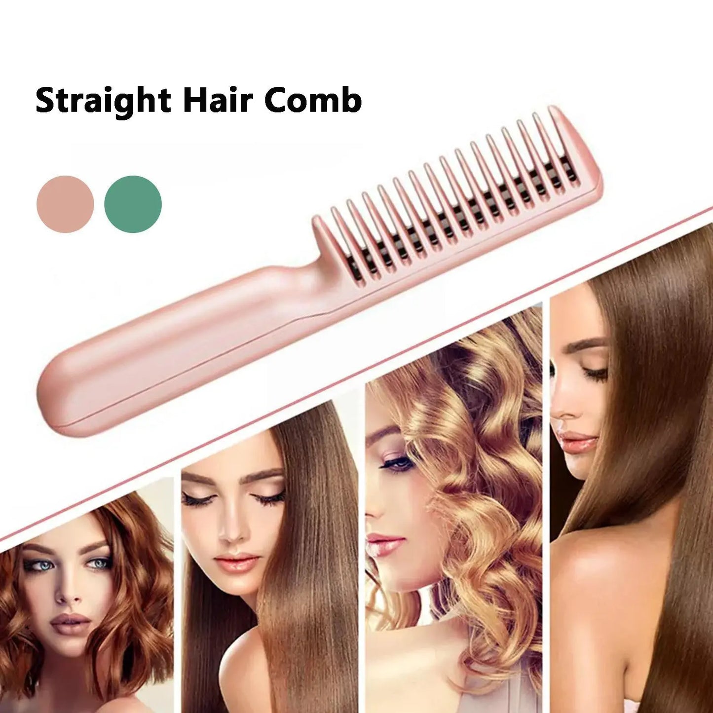 2 In 1 Wireless Straight Hair Comb Portable USB Charging Negative -Ion Smoothing Straightener Curling Comb Hair Brush Delight Stuffz