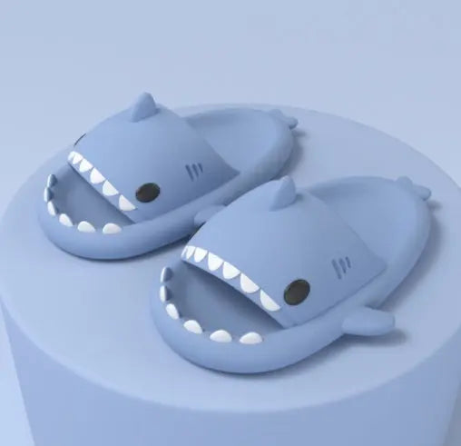 Adult's Slippers Indoor Outdoor Funny Shark Cartoon Delight Stuffz