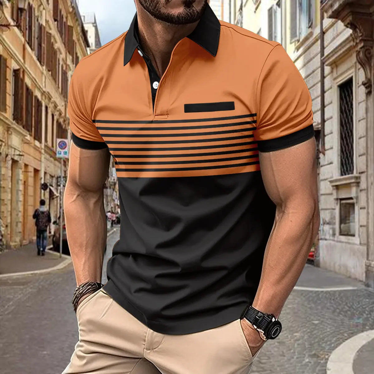 Casual Striped Shirt With Chest Pocket Men Clothing Delight Stuffz