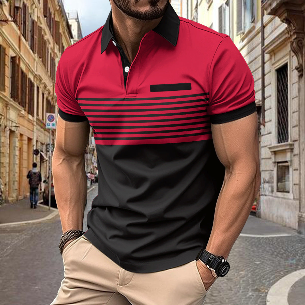 Casual Striped Shirt With Chest Pocket Men Clothing Delight Stuffz