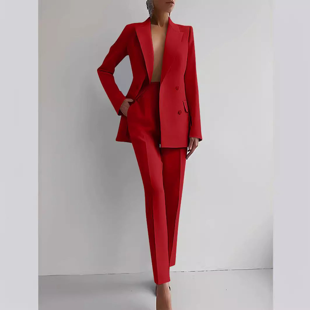 Casual Suits Fashion Long Sleeve Single-breasted Jacket Top And Slim Fit Trousers Women's Business Suits Delight Stuffz